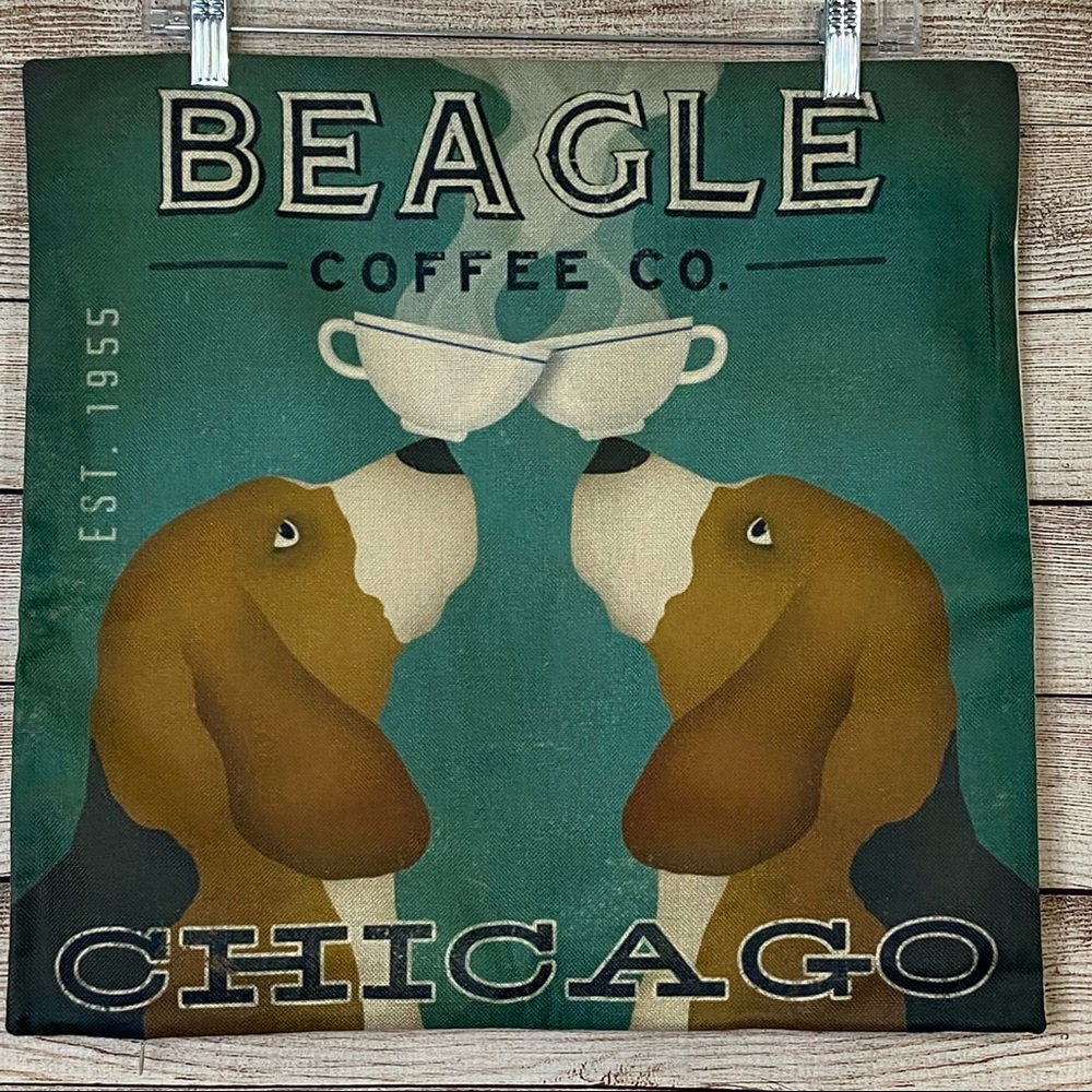 Beagle Coffee Co. Chicago Dog Pillow Cover